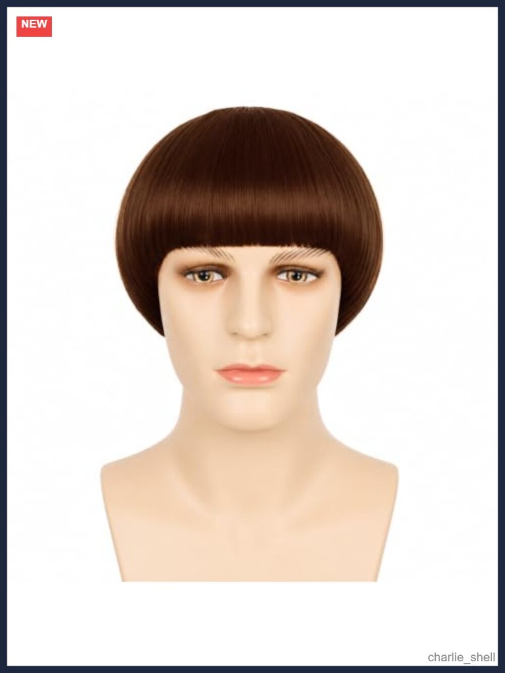 60s Retro Mushroom Bob Wig Bowl Cut Short Straight Synthetic Cosplay